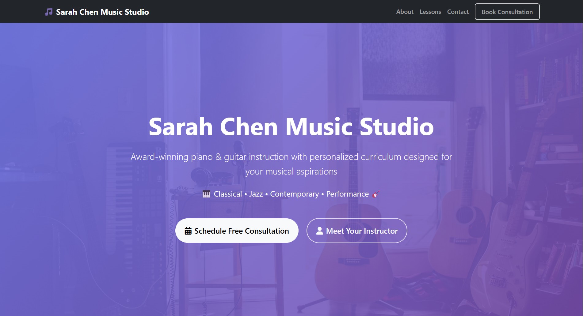 Sample Music Website